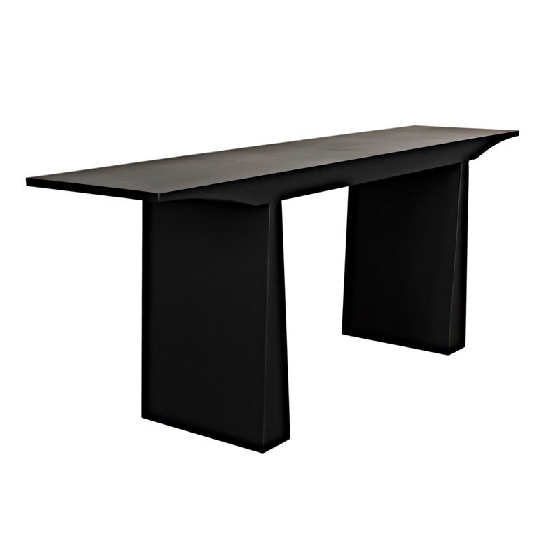 Black Metal and Wood 78'' Industrial Console Table