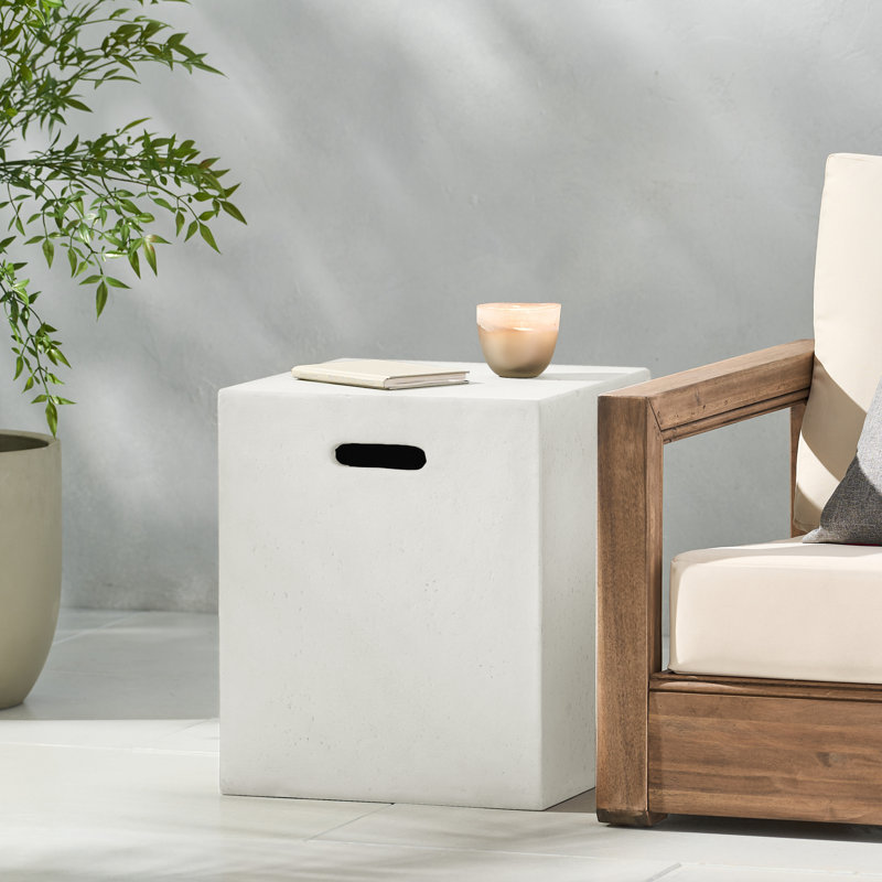 Porte-réservoir moderne en béton léger - Table d'appoint 16,25 po, multifonctionnel sans assemblage pour intérieur / extérieur
