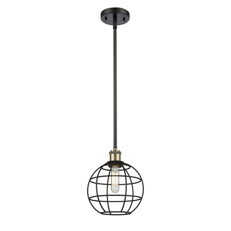 Luminaire suspendu à tige 1 lumière 16 po Ballston Lake Placid, H 10 po x l 8 po x P 8 po, Laiton antique noir