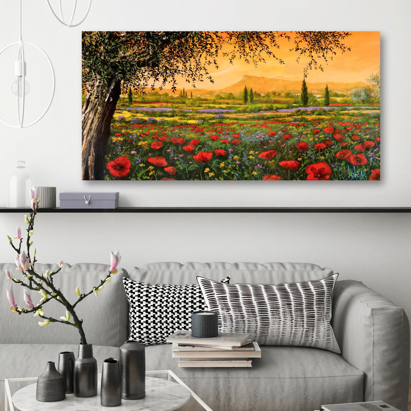 Plain In Bloom by Tebo Marzari - Wrapped Canvas Painting, 35cm H x 70cm W x 4cm D