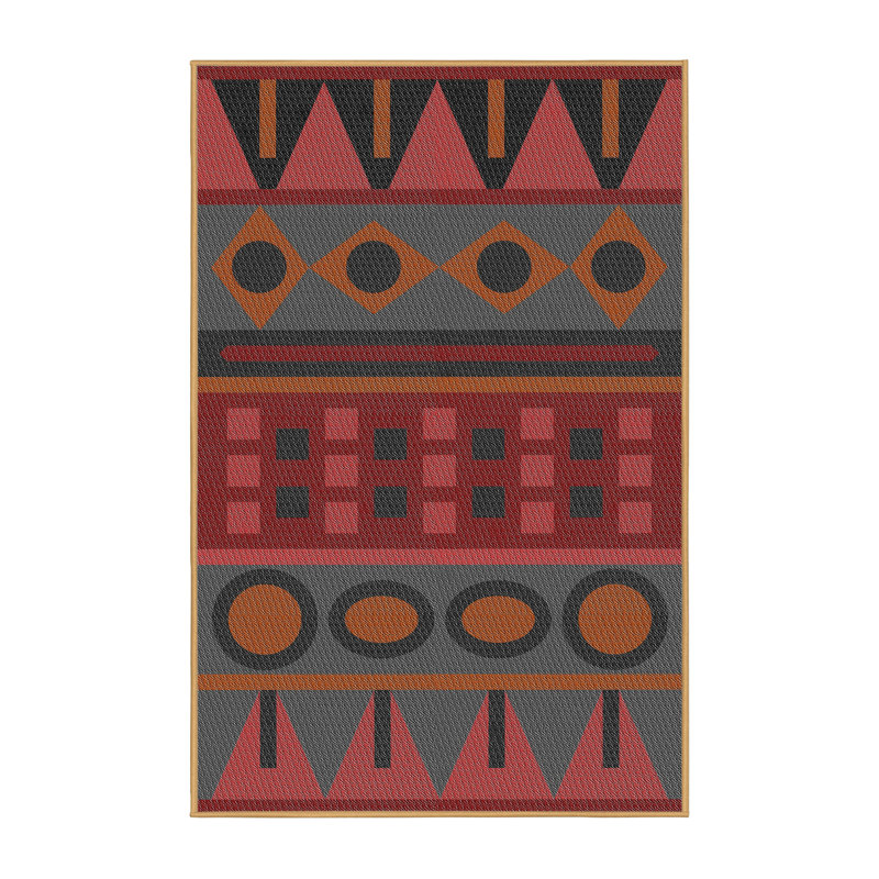 Tapis vert/rouge à motifs, Rectangle 5 pi x 7 pi