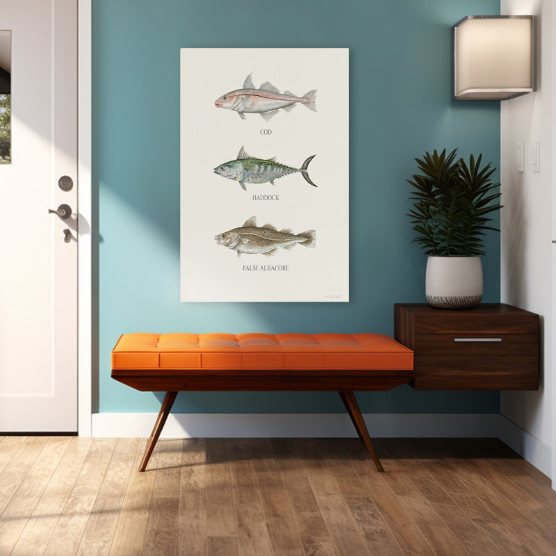 Fish Chart I - Contemporary Fish Species Chart Cod Fish Haddock Art, 48" H x 32" W