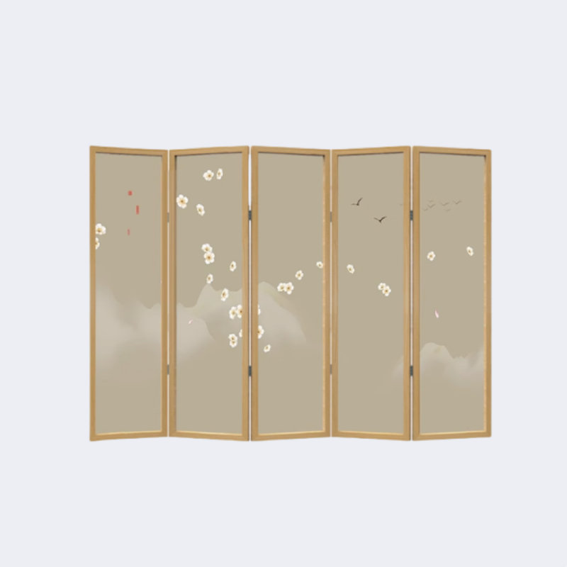 Elegant Flower Bird Screen, 74.8" H x 98.42" W x 1.18" D