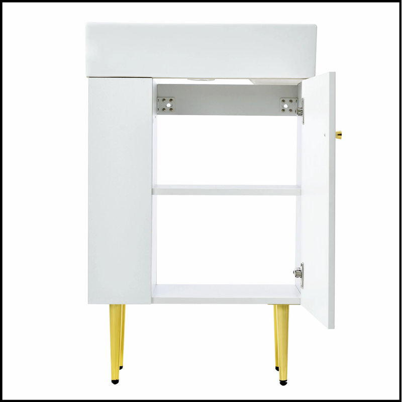 Meuble-lavabo moderne avec rangement latéral ouvert, portes à fermeture en douceur et finition imperméable pour une durabilité et un style améliorés