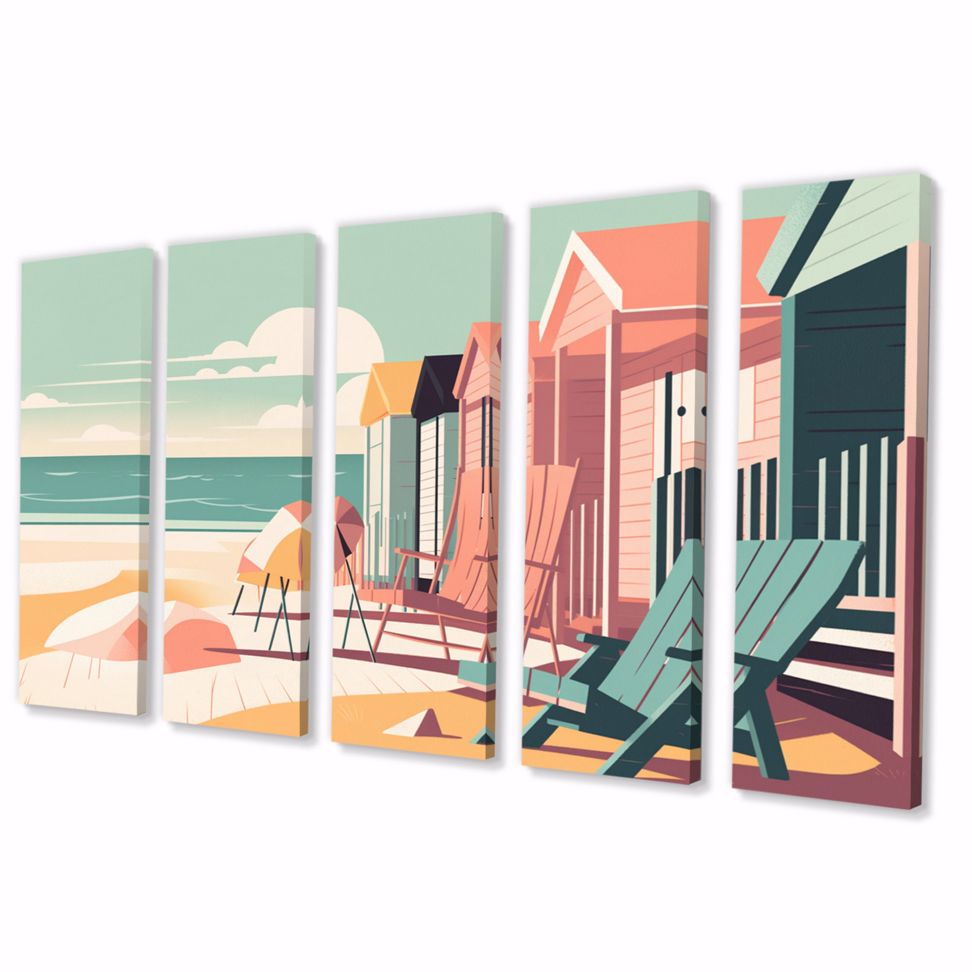 DesignArt Beachside Rest II Coastal Wall Art Living Room 5 Equal