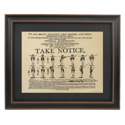 Call to Arms, affiche du général Washington | Reproduction d'art textuel encadrée sur parchemin antique