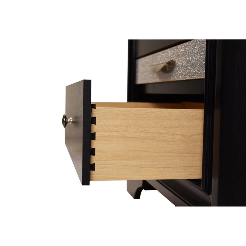 Wood 2 Drawer Nightstand - Stylish Bedroom Addition Ample Storage For With Joints, Black
