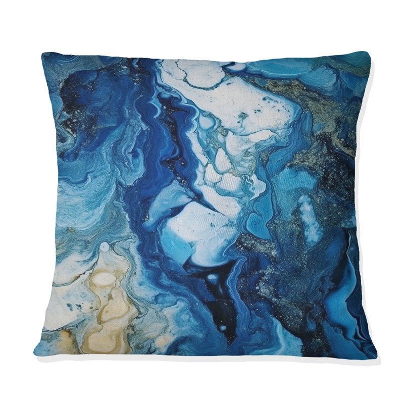 Coussin décoratif à imprimé abstrait bleu et gris Elixir II