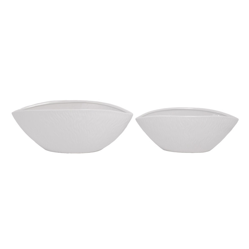 Ensemble ovale en céramique de deux finitions blanc brillant