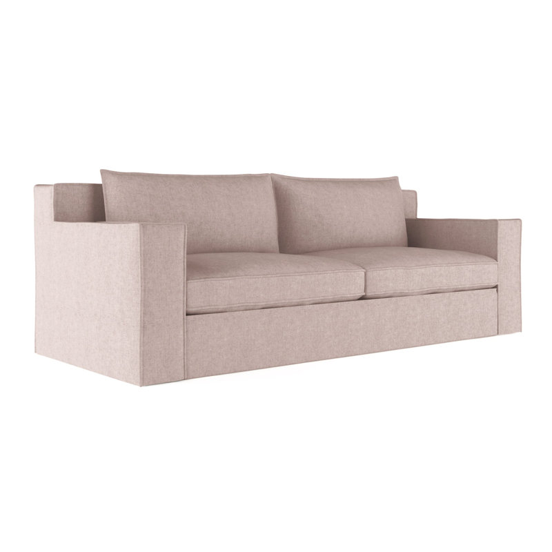 Mulberry Square Track-Arm Sofa with Flange Seam, Box Weave Linen Silver Streak, 33" H x 96" W x 45" D, Weathered