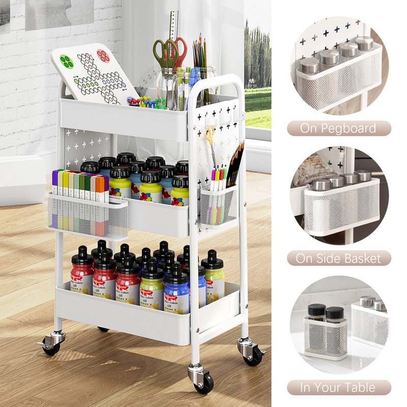 Chariot utilitaire double bricolage DIY, Blanc