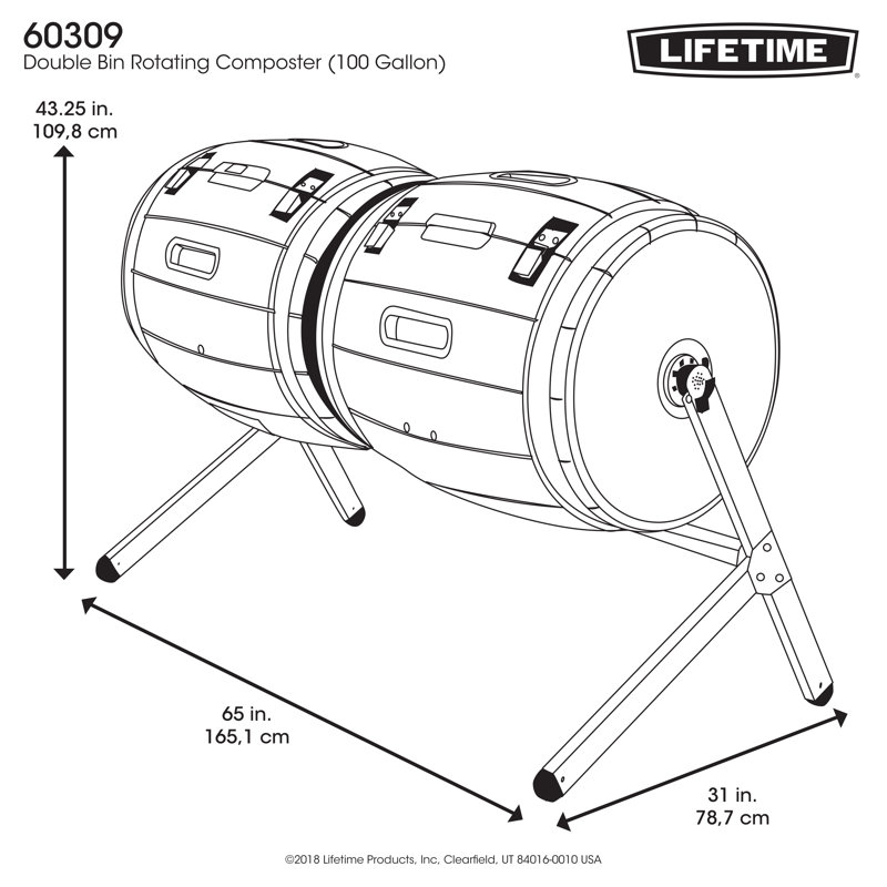 Lifetime 100 Gallon Dark Brown Polyethylene Dual Bin Rotating Composter