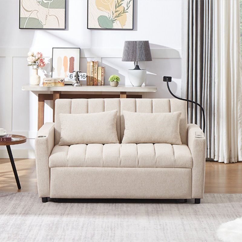 Canapé-lit Agon 55,9, Polyester beige