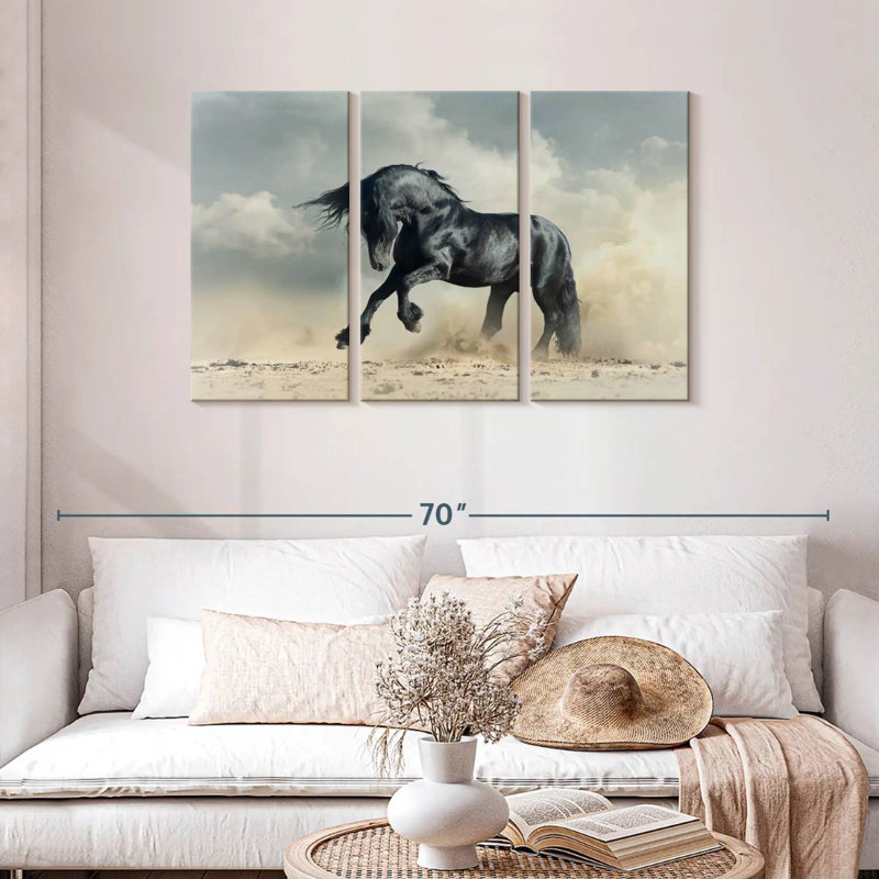 Brampt Powerful Black Stallion, 28" H x 45" W