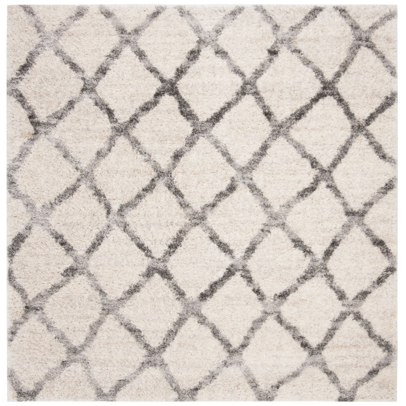 Nowakowski Geometric Cream/Grey Area Rug, Square 3'3"