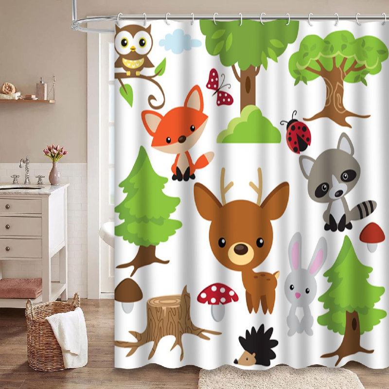 Rideau de douche avec 12 crochets Forest Forest, L 72 po x l 72 po