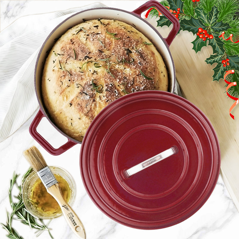 Cocotte en fonte antiadhésive ronde avec couvercle