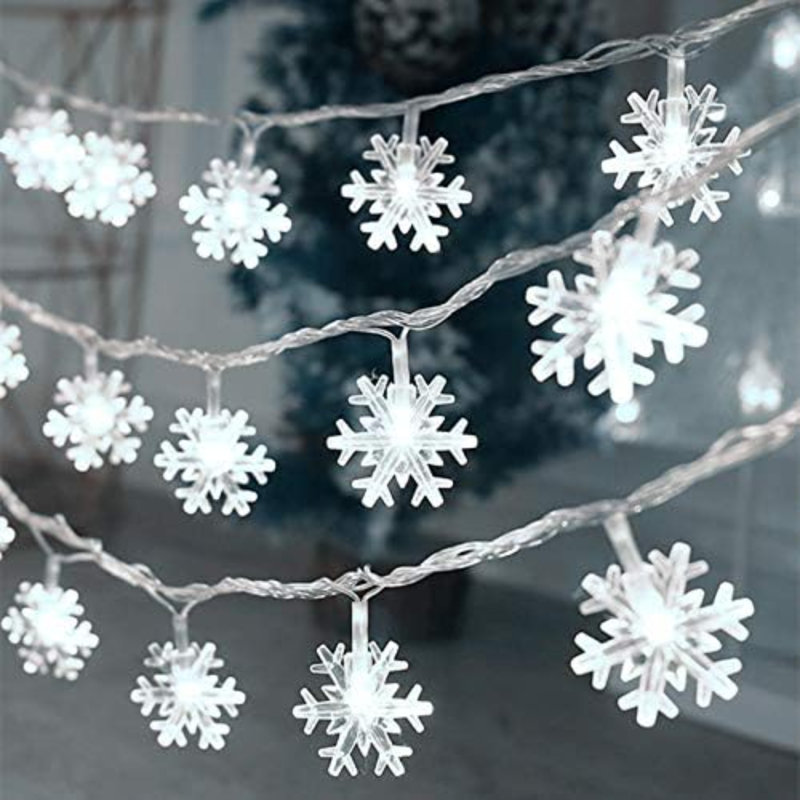 Christmas Lights, 20 Ft 40 LED Snowflake String Lights Battery Operated Fairy Lights Hanging Lights For Bedroom Patio Room Party Home Xmas Decor Indoor Outdoor Christmas Tree Decoration