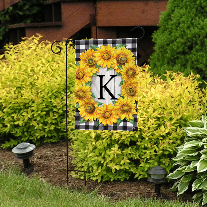 Drapeau de jardin tournesols monogramme K