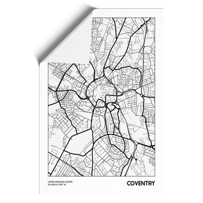 Map Coventry UK - Frameless Print