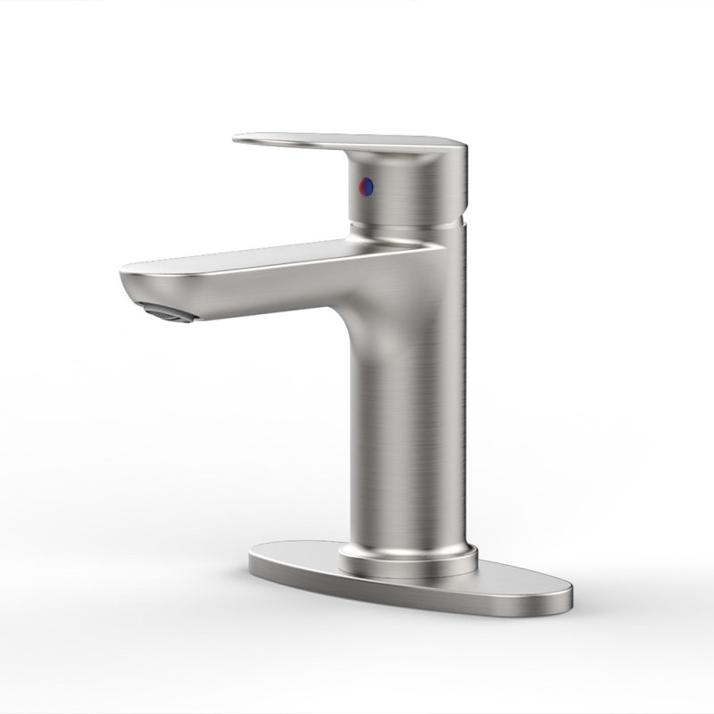 Brushed Nickel Single Handle Bathroom Faucet With Deck For 1 Or 3 Holes,Laundry Vanity Sink Faucet With Two 9/16" Hoses