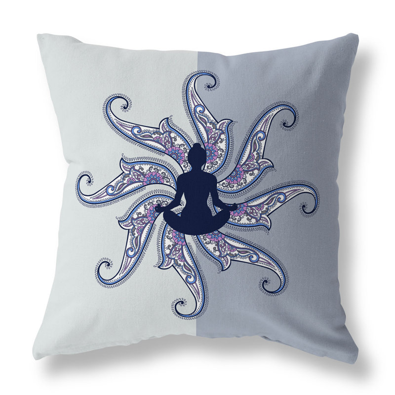 Coussin Mystic Silence Broadcloth, H 16 po x l 16 po, Bleu / platine