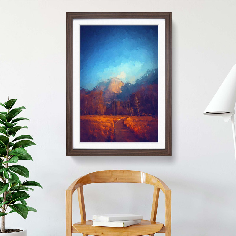Mountain Path in Abstract - Framed Print, Walnut Framed, 65cm H x 48cm W x 2cm D