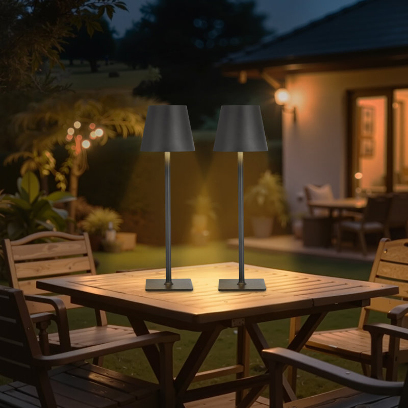 Ensemble de 2 lampes de table sans fil avec pile rechargeable de 5200 mAh, Noir, Noir