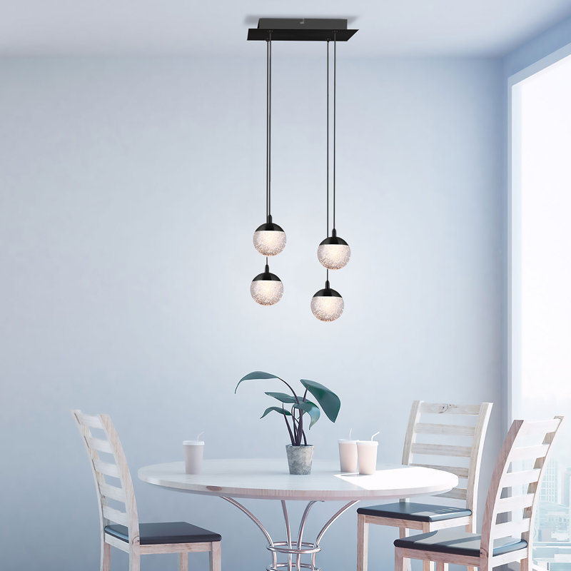 Luminaire suspendu sphère 4 lumières Heatherly, Noir, noir, noir, noir