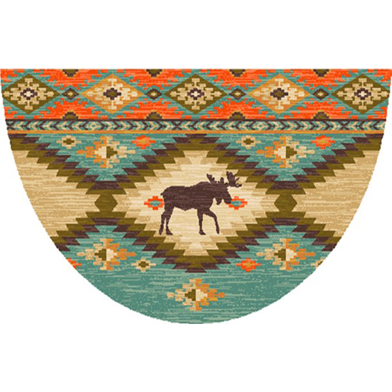 Tapis de cuisine Cozy Cabin Yukon, Demi-cercle 1 pi 7 po x 2 pi 7 po, Orange/bleu