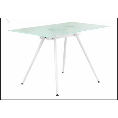 Bureau d'ordinateur moderne en verre trempé avec structure en métal blanc pour le bureau à domicile et les petits espaces