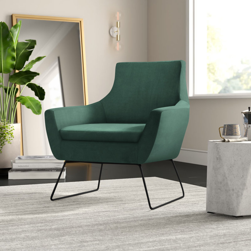 Ismaael Upholstered Armchair, Green Velvet