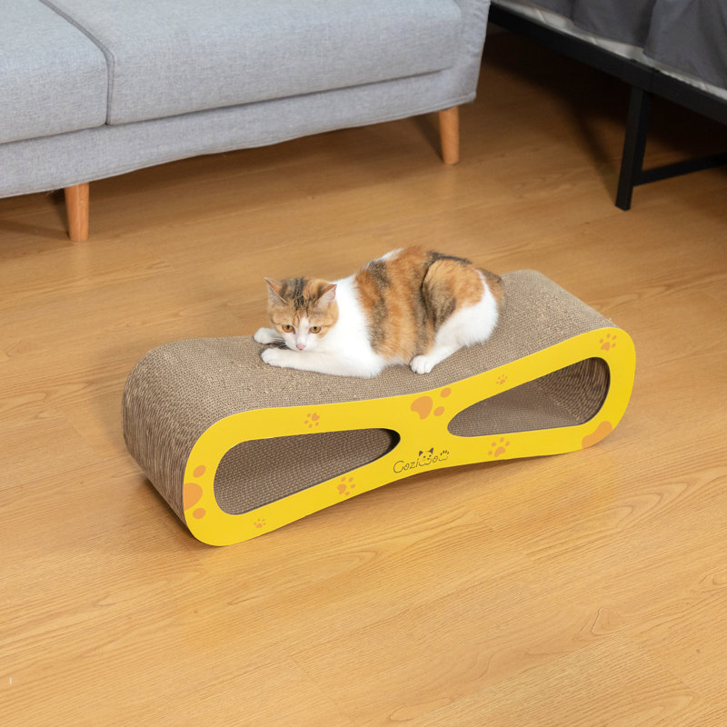 Steib Lounge Cardboard Cat Scratcher Toy, Yellow
