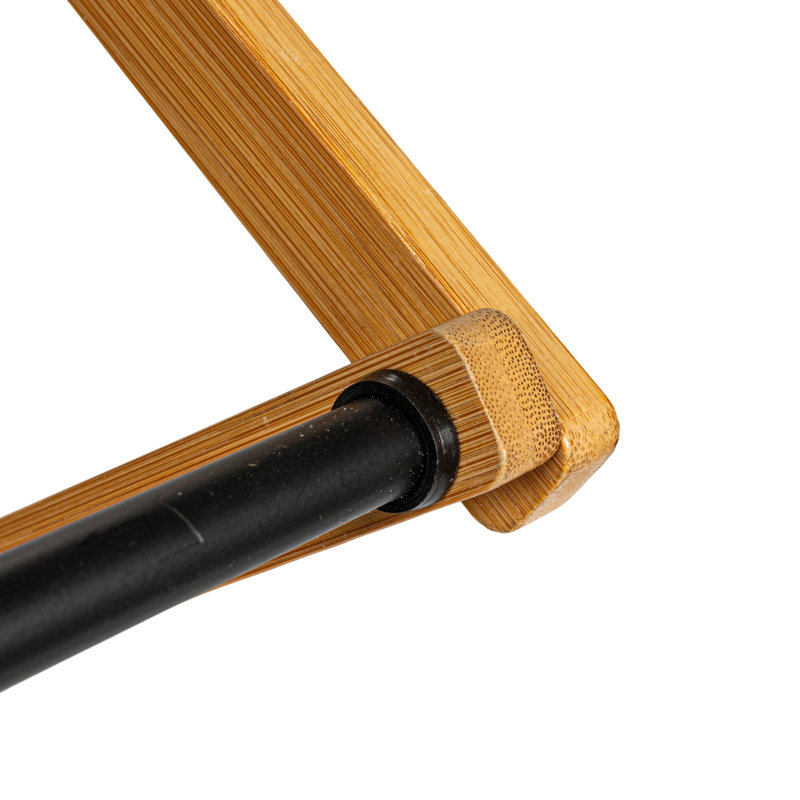 Bamboo and Black Adjustable Folding Clothes Drying Rack