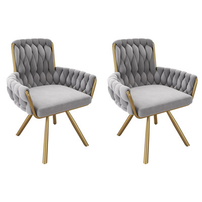 Avakate 46cm H Velvet Upholstered Metal Armchair