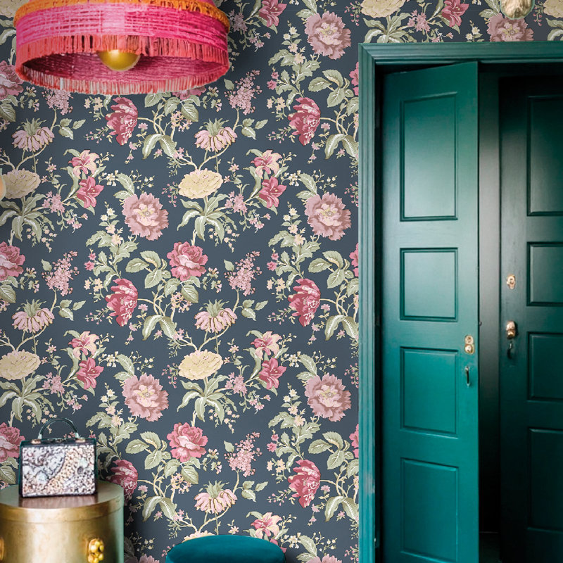 Blooming Garden Collection Oriental Garden Wallpaper Roll, Pink