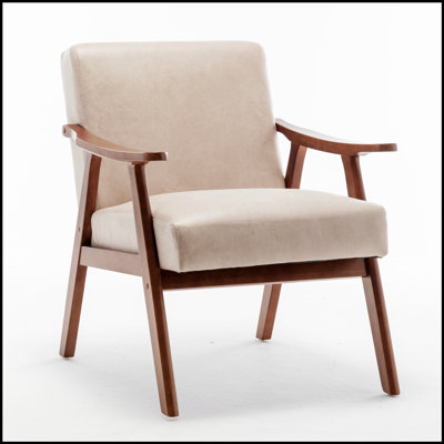 Accent Chair with Microfiber Upholstery and Solid Wood Frame, Classic Mid-Century Modern Living Room Furniture for Extra Seating