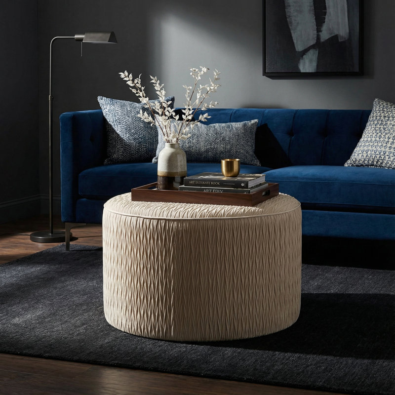 Valde Round Ottoman in Beige