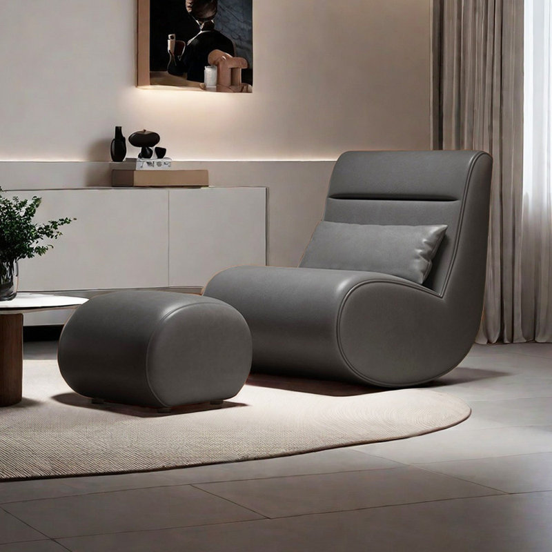 Chaise berçante avec repose-pieds Comfy, Gris