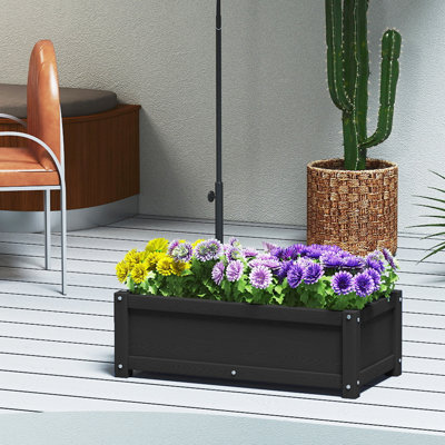 Boîte à fleurs rectangulaire avec trous de drainage HDPE jardinière en poly, imperméable, résistante aux intempéries