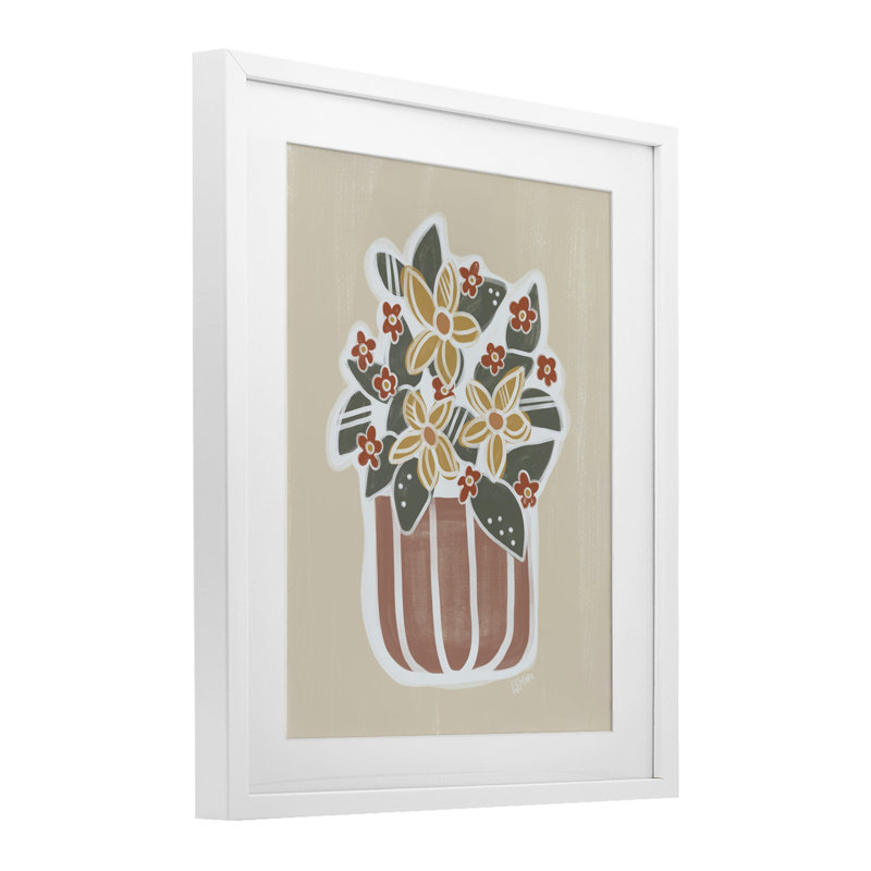 Reproduction sous verre encadrée de Nick Flower Bouquet, design par Beki Marquardt, H 21 po x l 17 po, Cadre blanc côtier