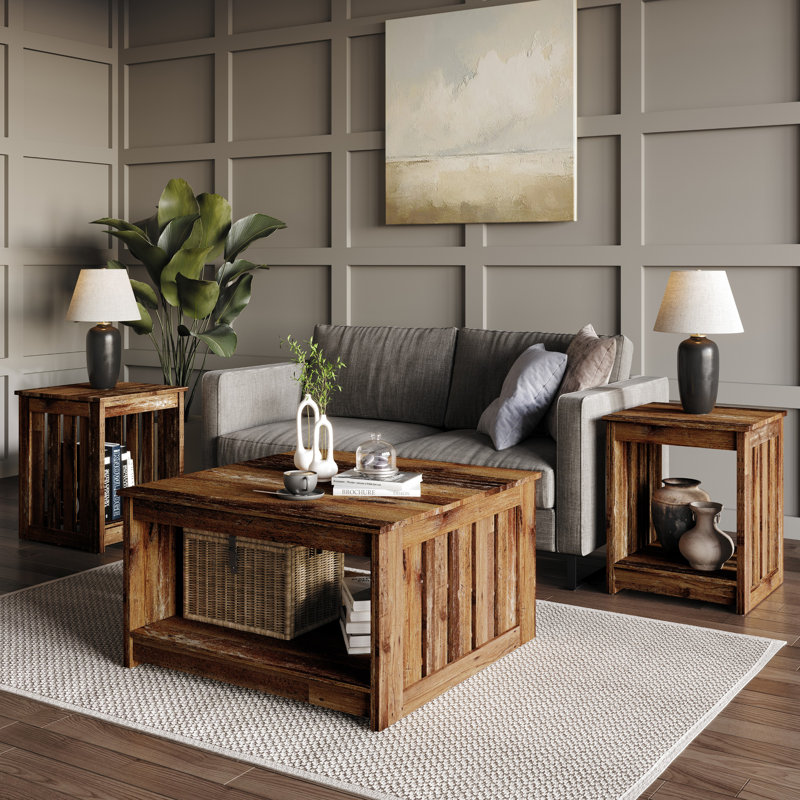 Nashua 3 Piece Coffee Table Set, Vintage Oak
