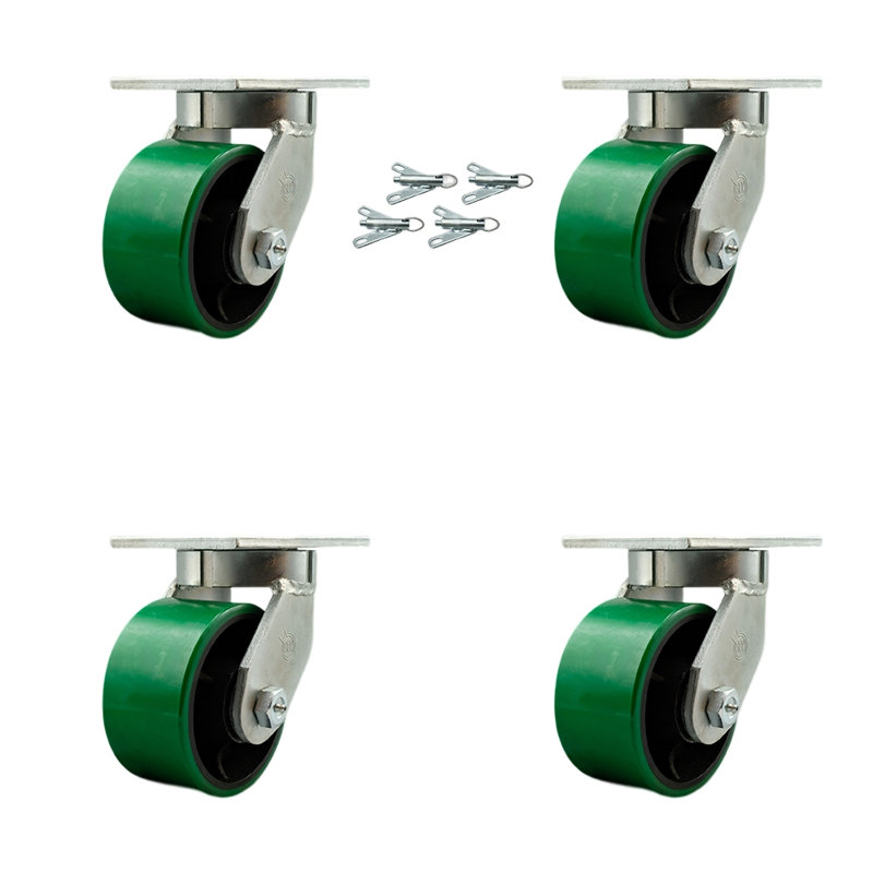 Ensemble de 4 roulettes robustes en polyuréthane avec verrous pivotants