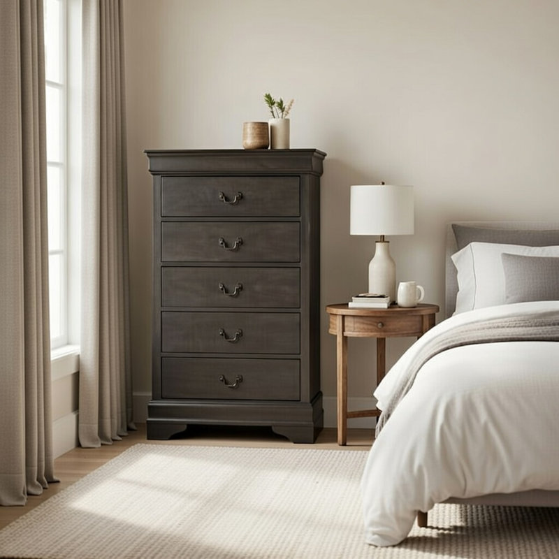 Commode de 31,5 po cinq tiroirs Waynesburg, Gris taché