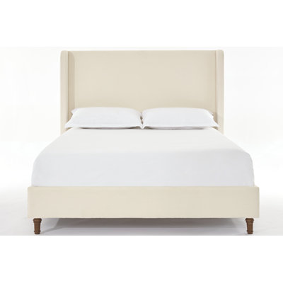 Modern Tall Headboard Upholstered Bed / 54" High Headboard / Elegant Simplicity / No Box Spring Needed / Easy Assembly / Queen / Ivory Boucle