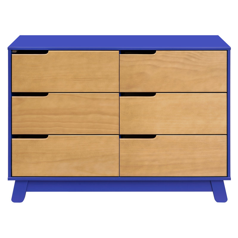 Hudson 6 Drawer 48" W Double Dresser, Cobalt/Honey