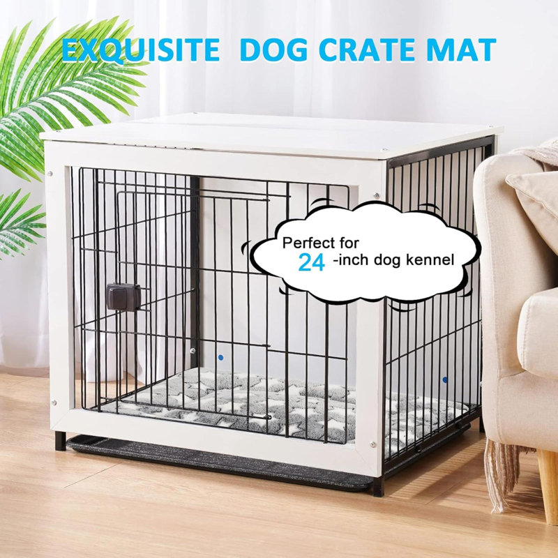 Gray and White Reversible Soft Fleece Dog Bed Mat