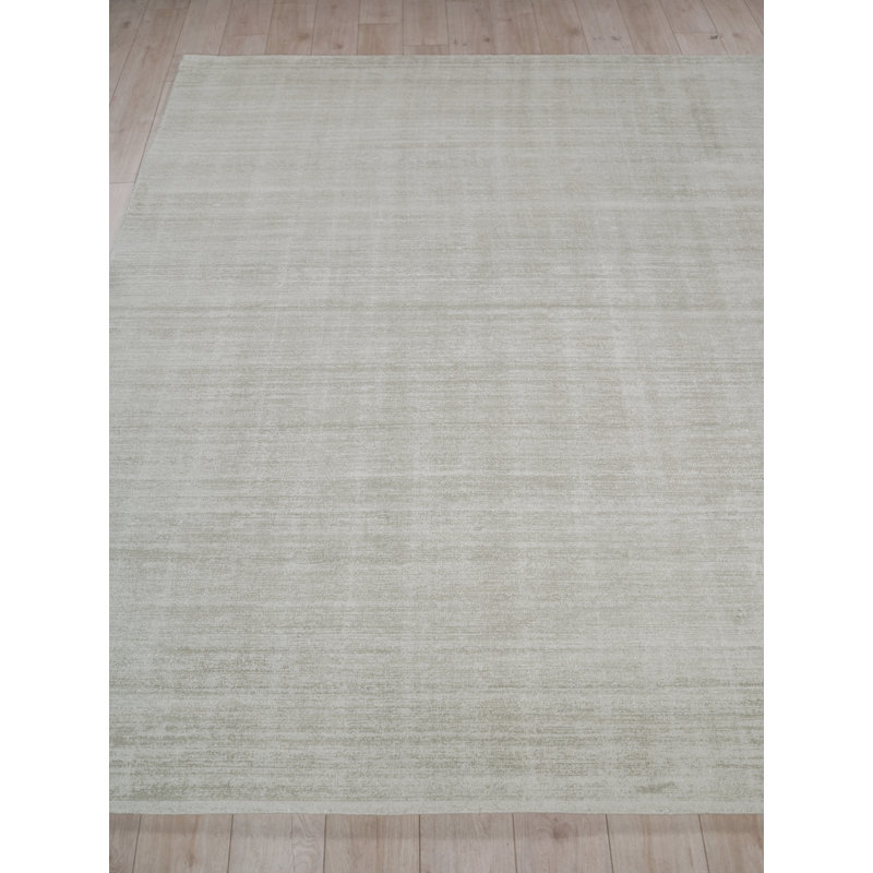Martelli Modern Handmade Silky Nylon, Light Silver Area Rug, Rectangle 10' x 14'