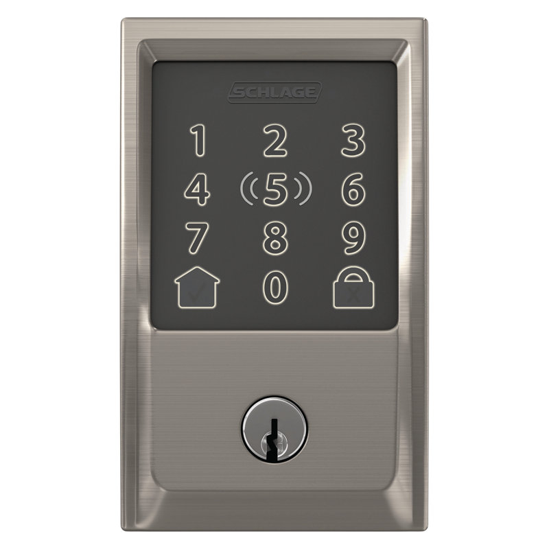 Encode Plus Smart Wifi Deadbolt With Century Trim, Satin Nickel