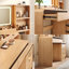 Coiffeuse moderne en bois naturel avec miroir lumineux et station de recharge, coiffeuse à 5 tiroirs grande capacité-340160565